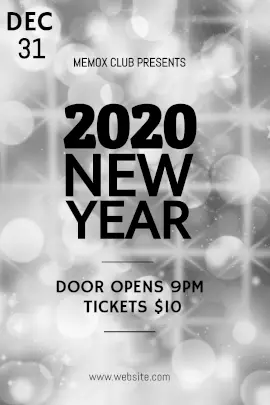 Online Editable New Year Party Invitation with Twinkling Background Effect Tumblr Graphic
