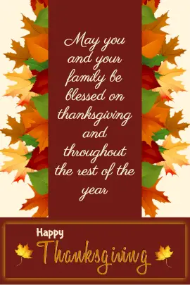 Online Editable Thanksgiving Greeting Card with Autumn Leaves Tumblr Graphic