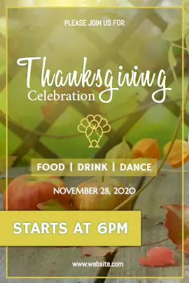 Online Editable Thanksgiving Celebration Invitation Pinterest Graphic