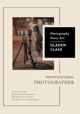 Online Editable Black Photography Press Kit with Background Image Media Kit