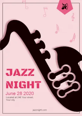 Online Editable Jazz Music Night Party Flyer Marketing Materials