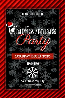 Online Editable Christmas Party Invitation with Snowflakes Tumblr Graphic
