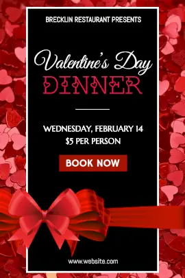 Online Editable Valentine's Day Dinner Party with Little Hearts Tumblr Graphic