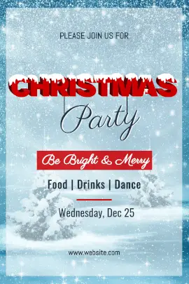 Online Editable Christmas Party Invitation with Snow Fall Tumblr Graphic