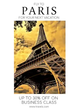 Online Editable Paris Holiday Packages Flyer Marketing Materials