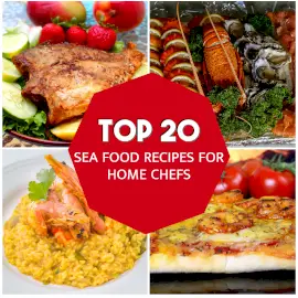 Online Editable Red Sea Food Recipe 4 Grid Photo Collage