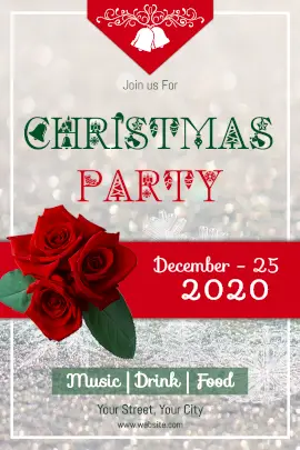 Online Editable Christmas Party Design With Red Roses Tumblr Graphic