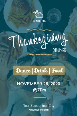 Online Editable Thanksgiving Party Design wIth Food Display Tumblr Graphic