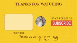Online Editable Yellow Checks and Circle Pattern Video Element Youtube End Screen