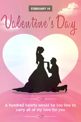 Online Editable Valentine's Day Card Design with a Couple silhouette Pinterest Graphic