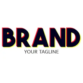 Online Editable Black Red & Yellow Neon Retro Style Fancy & 3D Logo