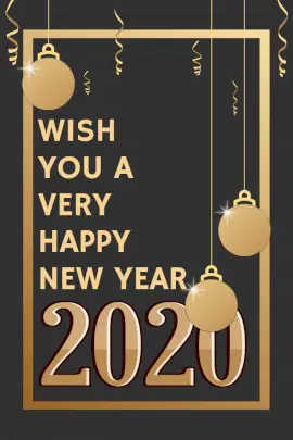Online Editable New Year Greeting with Decorative Balls Pinterest Graphic