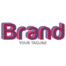 Online Editable Pink and Grey Bold Text Fancy & 3D Logo