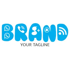 Online Editable Social Media Icons on Blue Text Unique Logo