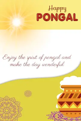 Online Editable Yellow Pongal Greeting Card Tumblr Graphic