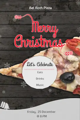Online Editable Christmas Pizza Ad Pinterest Graphic