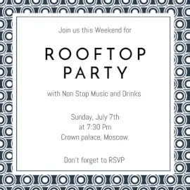 Online Editable Rooftop Party Invitation
