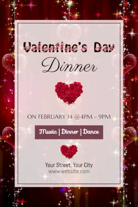 Online Editable Valentine's Day Dinner Party Invitation Pinterest Graphic