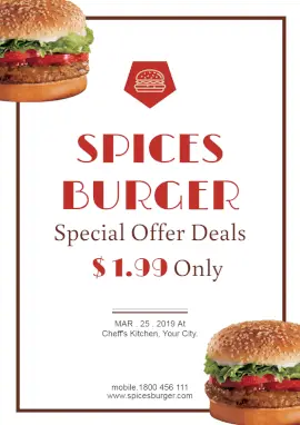 Online Editable Spicy Burger Flyer Marketing Material