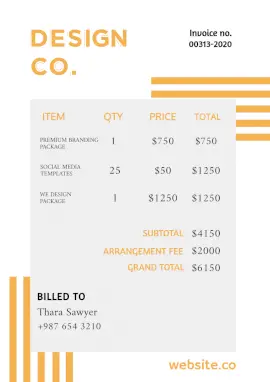 Online Editable Graphic Design Service Invoice
