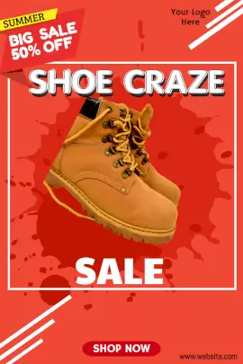 Online Editable Shoe Sale Ad Pinterest Graphic