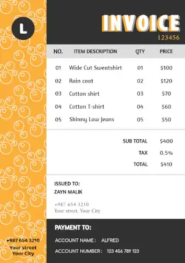 Online Editable Fashion Wall Pattern Invoice