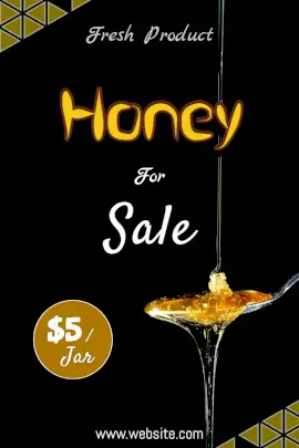 Online Editable Black and Gold Special Offers on Honey Pinterest Graphic