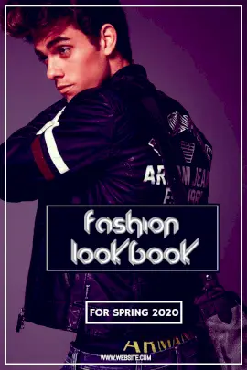 Online Editable Purple Men's Spring Fashion Pinterest Graphic