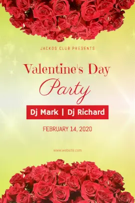 Online Editable Valentine's Day February 14 Party Invitation Pinterest Graphic
