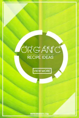 Online Editable Green and White Organic Recipe in Bamboo Text Pinterest Graphic