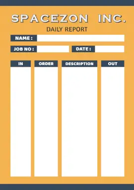 Online Editable Spacezon Company Daily Report