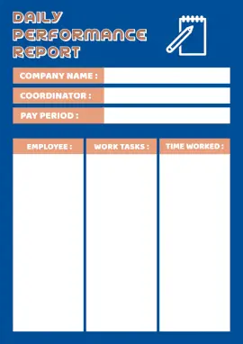 Online Editable Company Employee Performance Daily Report Document