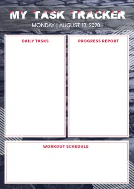 Online Editable Personal Task Tracker Daily Report