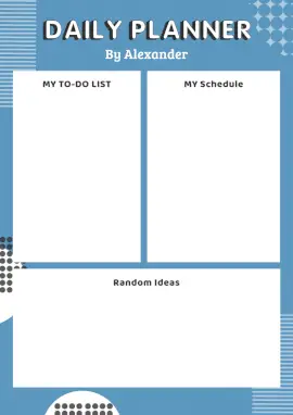 Online Editable Alexander Schedule Planner Daily Report