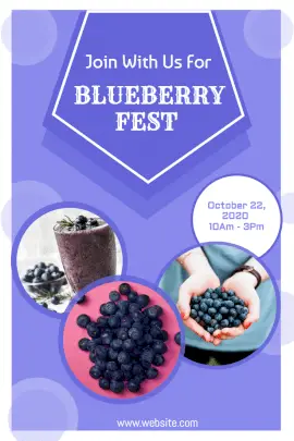 Online Editable Blueberry Fest Invitation Pinterest Graphic
