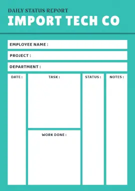 Online Editable Import Tech Employee Status Daily Report