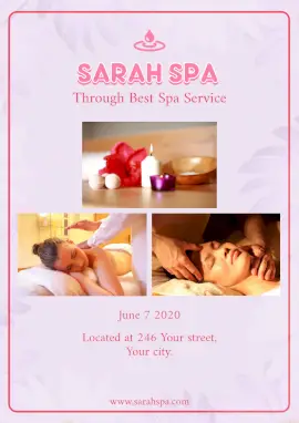 Online Editable Sarah Massage Spa Flyer Marketing Materials