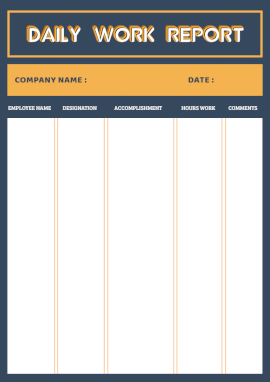 Online Editable 3D Text Employee Work Daily Report