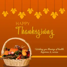 Online Editable Thanksgiving Greeting With A Fruit Basket Instagram Post