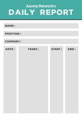 Online Editable Cyan Ascorp Networks Company Daily Report