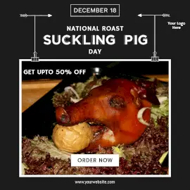 Online Editable National Roast Suckling Pig Day Food Offer on December 18 Instagram Post