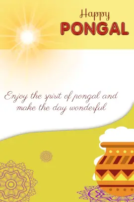 Online Editable Pongal Greeting Card Pinterest Graphic