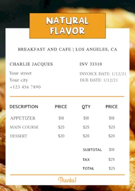 Online Editable Restaurant Modern Business Invoice