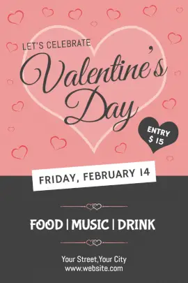 Online Editable Valentine's Day Party Celebration Hearts Pinterest Graphic