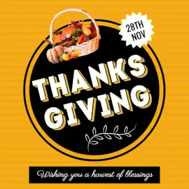 Online Editable Thanksgiving Wishes Social Media Post