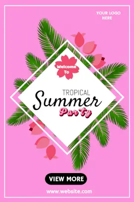 Online Editable Tropical Summer Party Pinterest Graphic