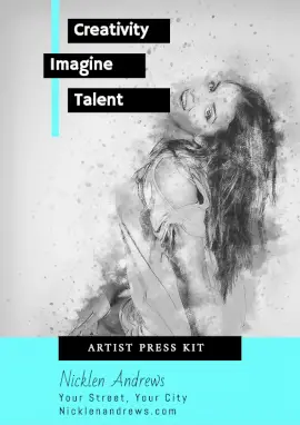 Online Editable Cyan, Black and White Artist Media Kit