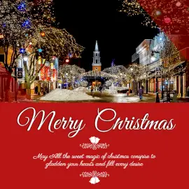 Online Editable Merry Christmas Wishes with Lighted Houses Instagram Post