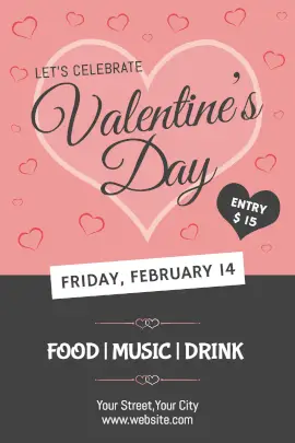Online Editable Valentine's Day Party Celebration Hearts Tumblr Graphic