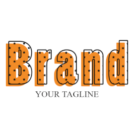 Online Editable Orange Star-Studded Double Text Events Logo